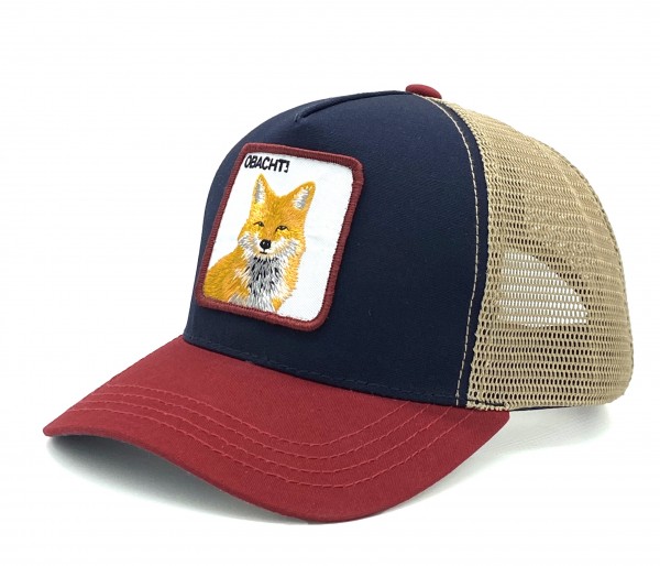 OBACHT! - Trucker Cap mit Motto-Patch und Fuchs-Stickerei multi